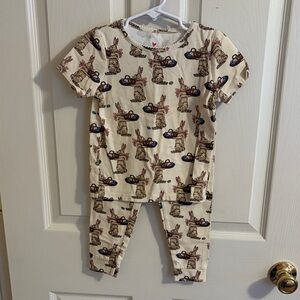 Pink Chicken Cream Bunny Pajama Set